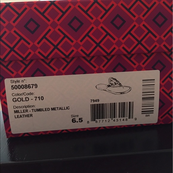 🆕Tory Burch MILLER sandals, Metallic Gold Leather - Picture 7 of 8