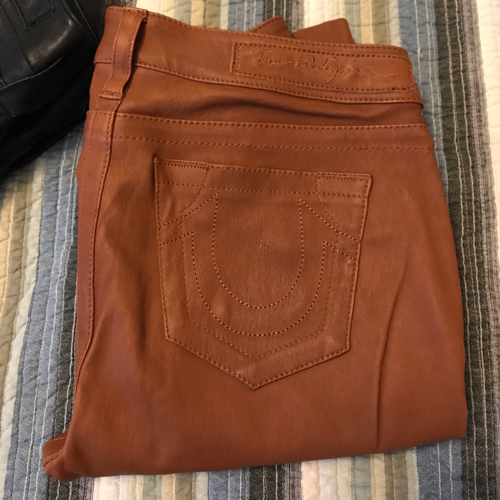 True Religion lamb leather skinny 27