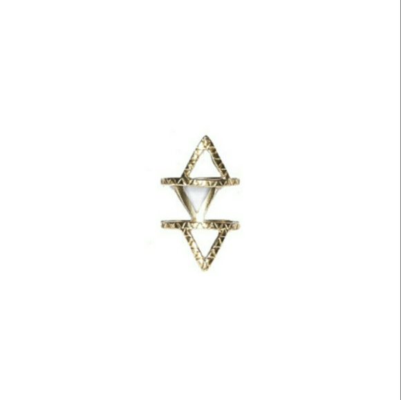 Gold Double Triangle Ring - Picture 2 of 3