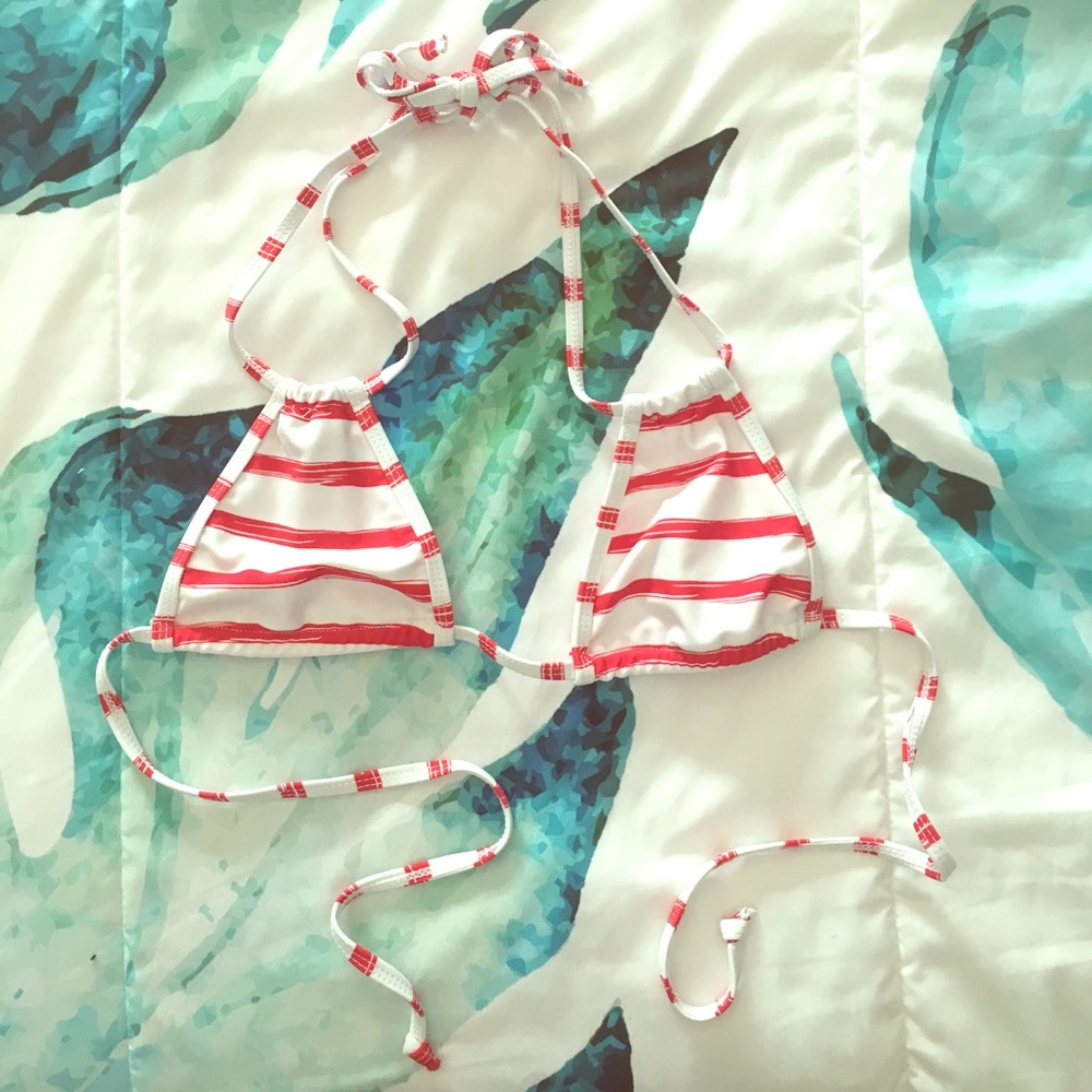 RED and WHITE STRIPES bikini top