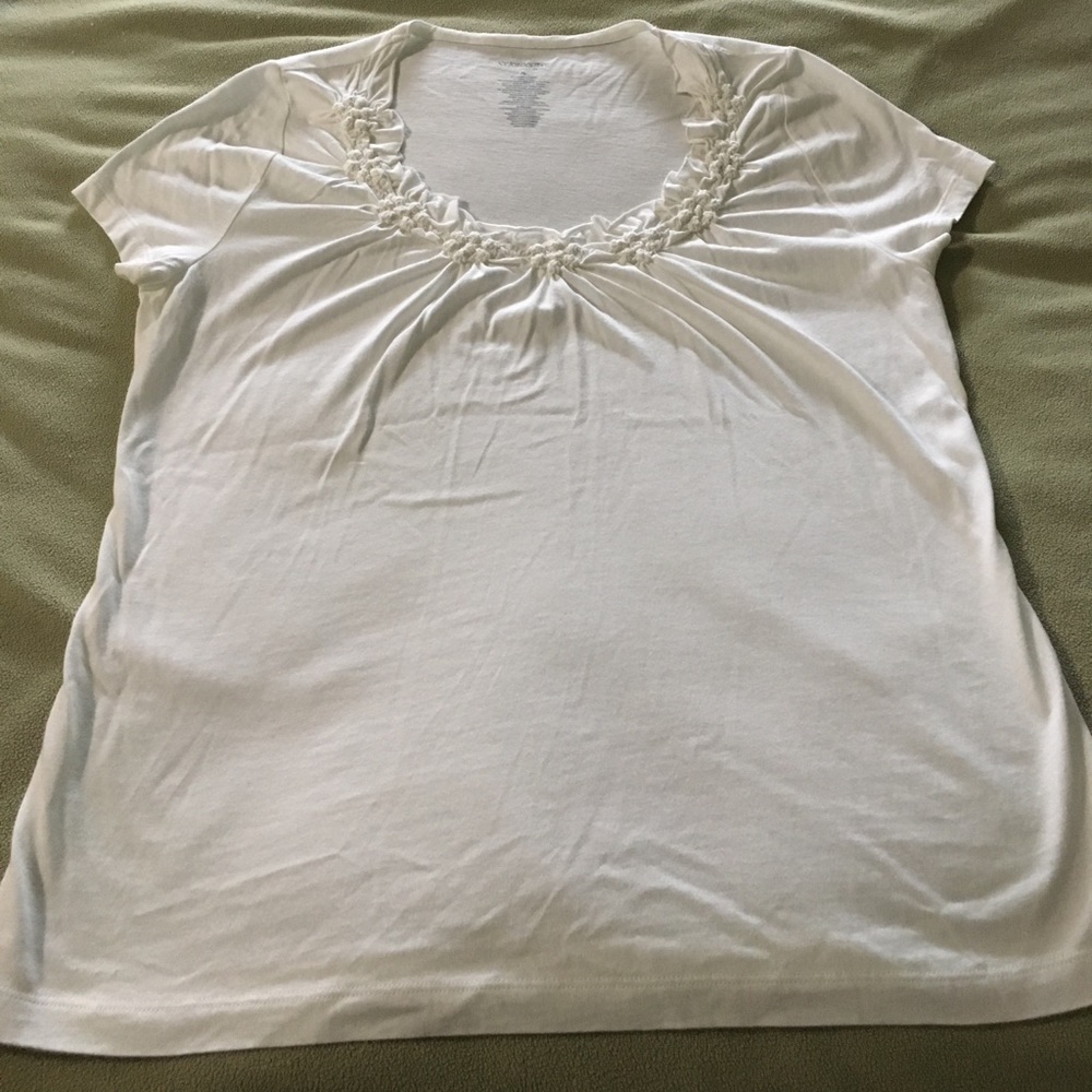 Ladies short sleeve white cotton top