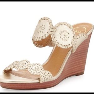 Gold Jack Rogers Luccia Leather Wedge Sandal