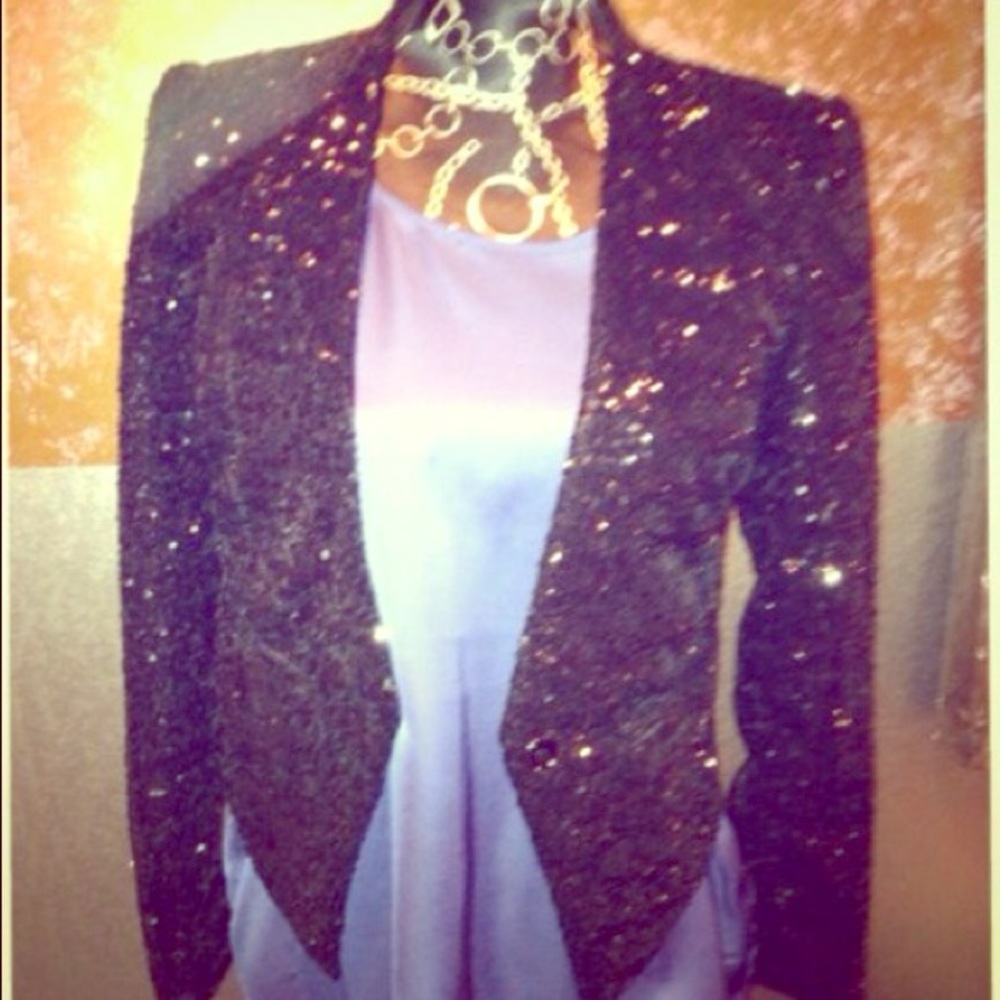 Akita black label crop sequin blazer jacket small
