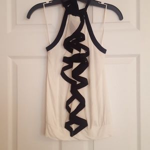 Ivory and Black Halter Top