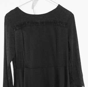 Women's Elegant Long Sleeve Sheer Mesh Panel Flare