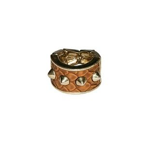 Snakeskin Spiked Ring In Tan