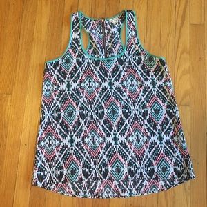 L BRIGHT MULTICOLOR FLOWY TANK TOP