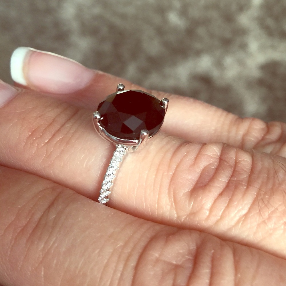 Black Sapphire Ring 18K White Gold