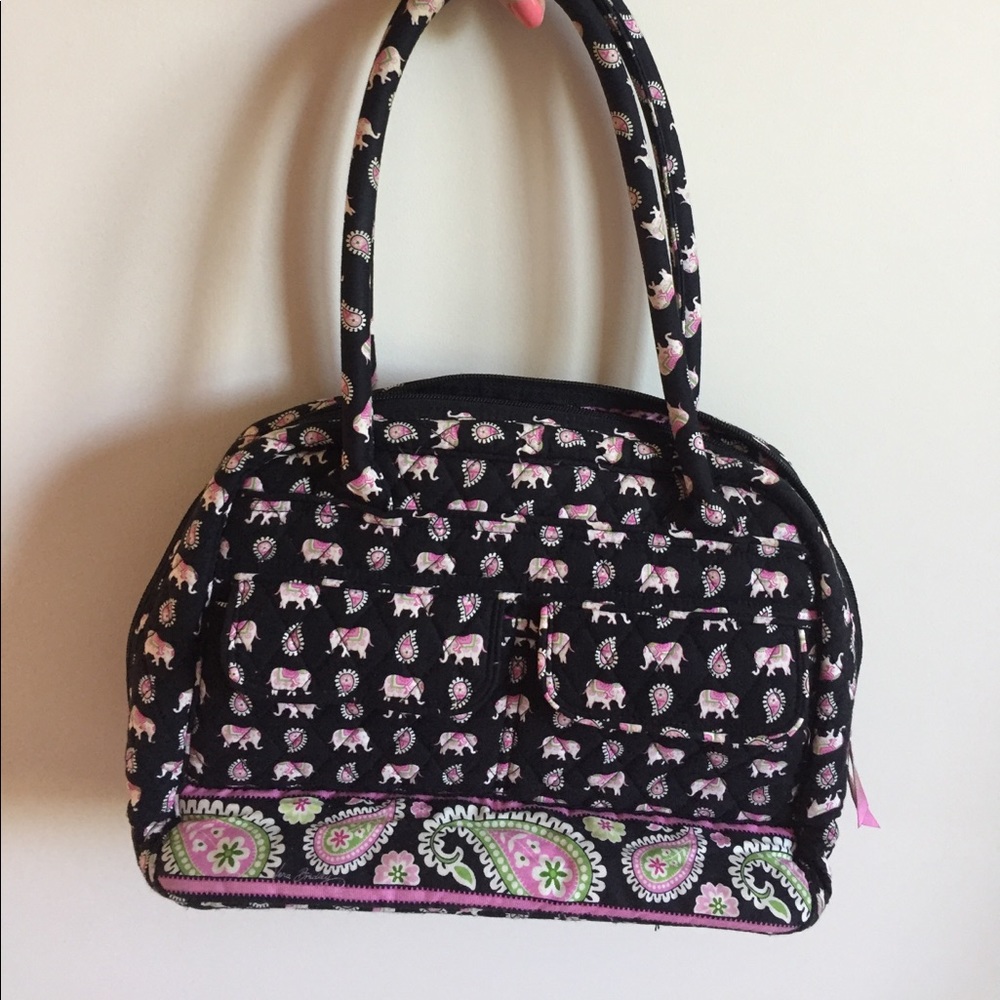 Vera Bradley Black & Pink Paisley Elephant Handbag