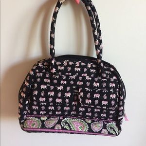 Vera Bradley Black & Pink Paisley Elephant Handbag