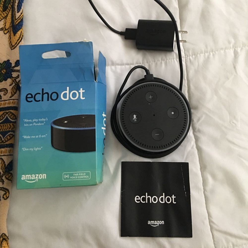 New echo dot. Still in box. Instruction book