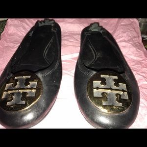 Authentic Black Tory Burch Ballet Flats size 10