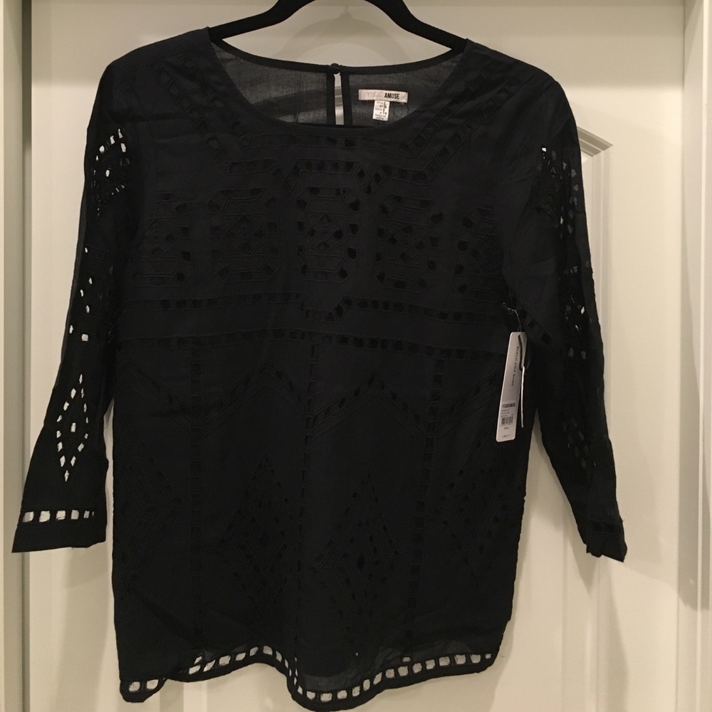 Amuse Society black eyelet blouse