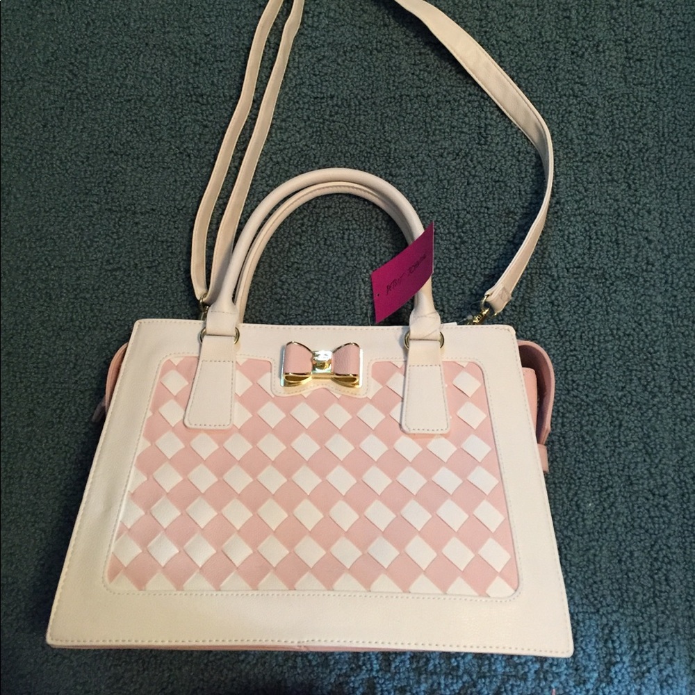 NWT Betsy Johnson White and Blush Purse/Satchel