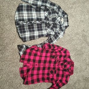 2 womens collared flannel shirts