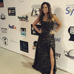 Badgley Mischka Leopard silk gown