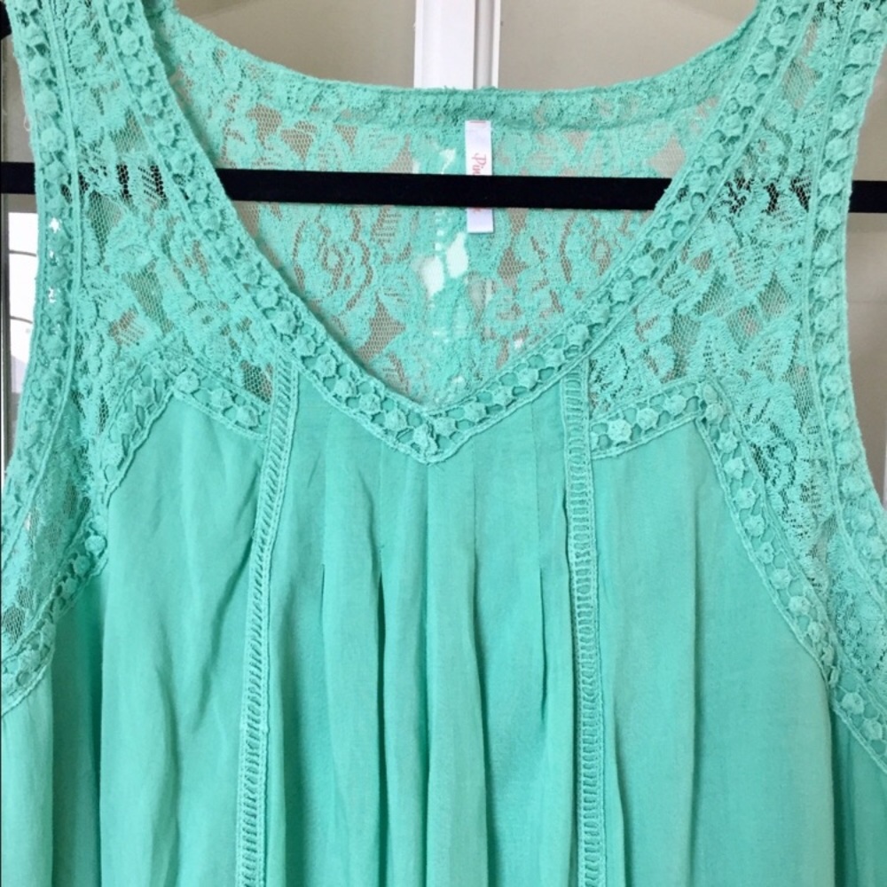 Maternity Mint Embroidered Shoulder Pleated Dress