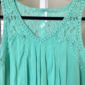 Maternity Mint Embroidered Shoulder Pleated Dress