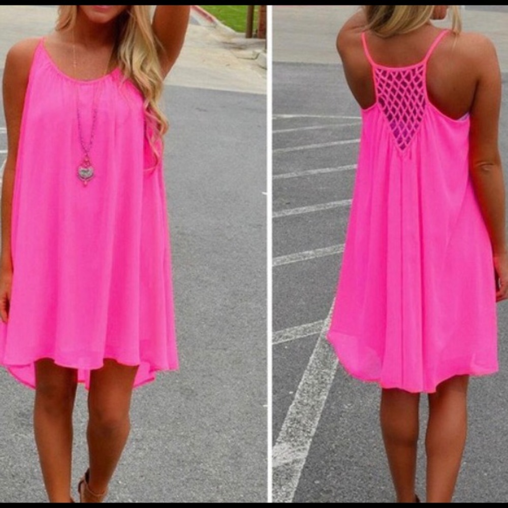 Neon Pink Shift Dress