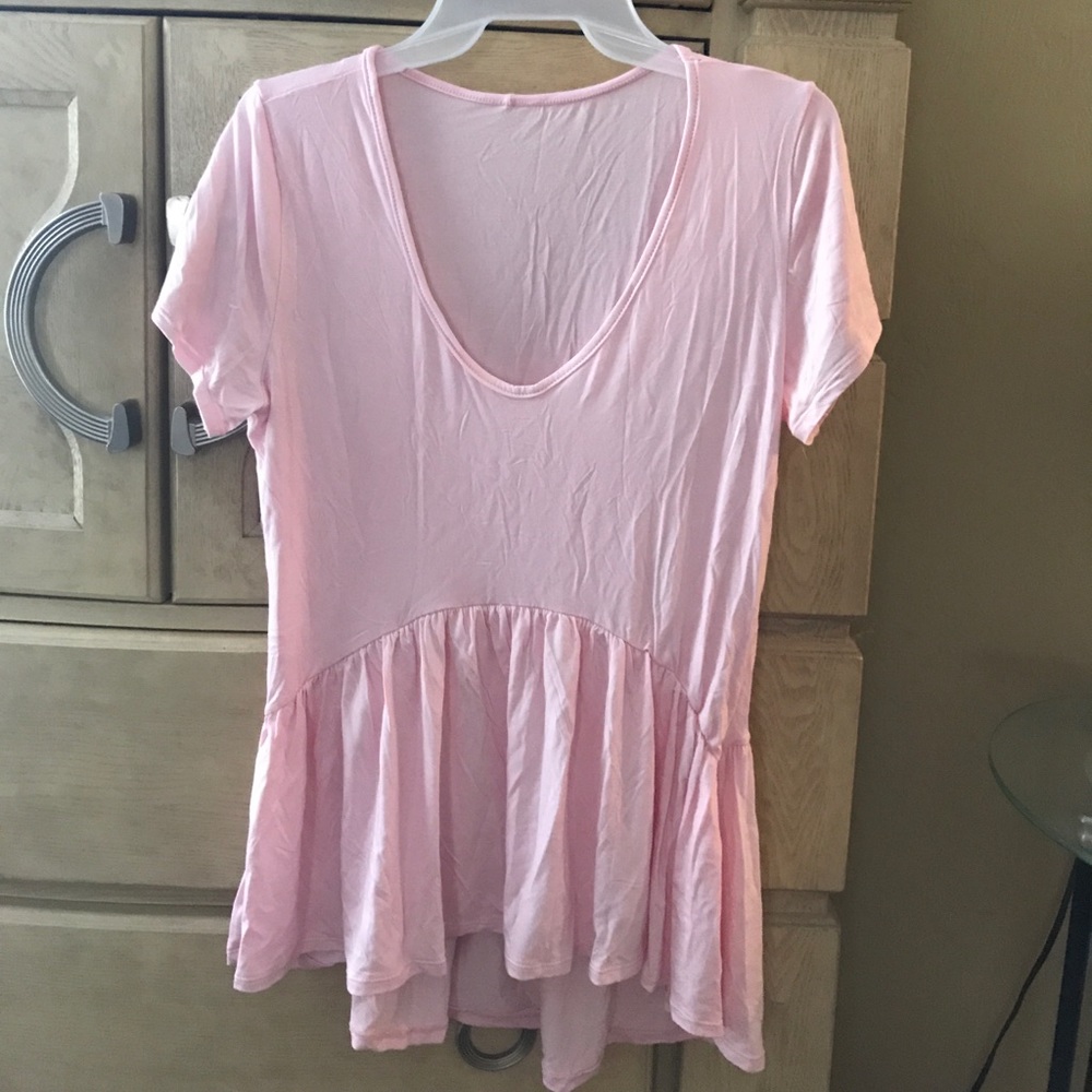 Womens  pink peplum hi lo top - NWOT