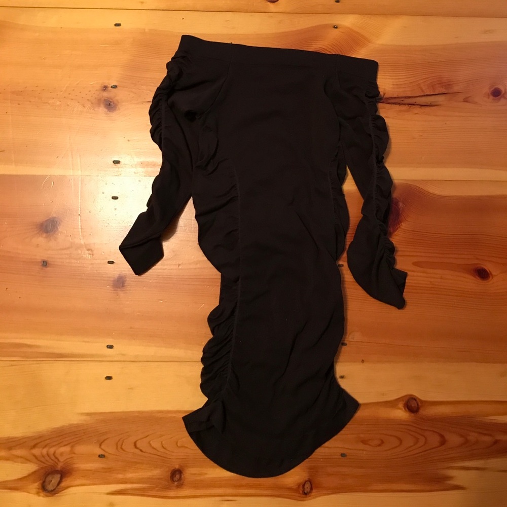 Dark Brown off the shoulder mini dress