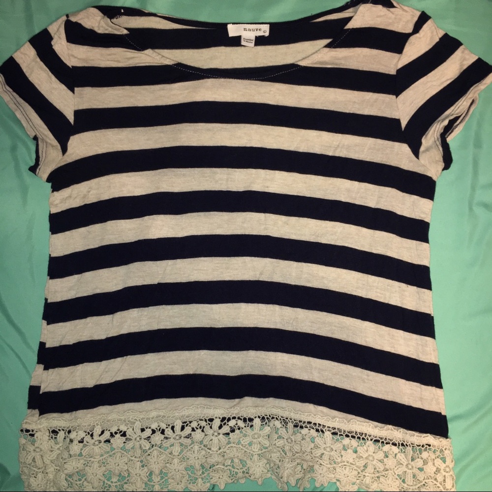 Striped shirt with pretty detail at bottom