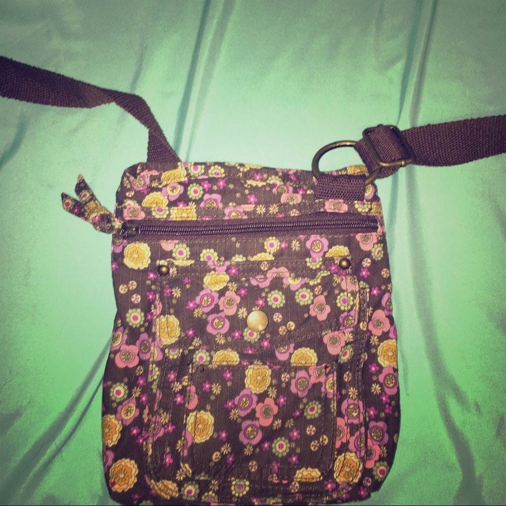 Floral purse with adjustable strap