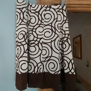 Lane Bryant Brown & White Swirl Skirt