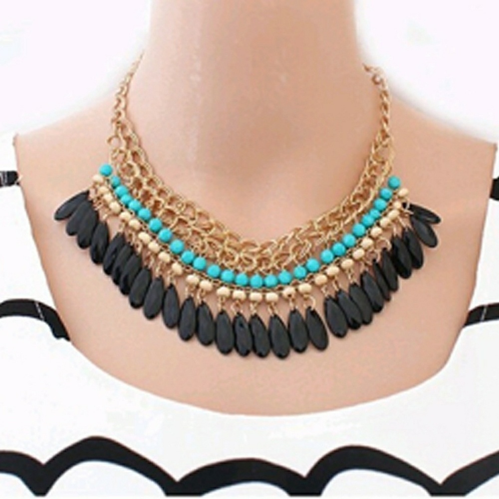 New!! Boho Bead Tassel Bib Statement Necklace - Picture 1 of 7