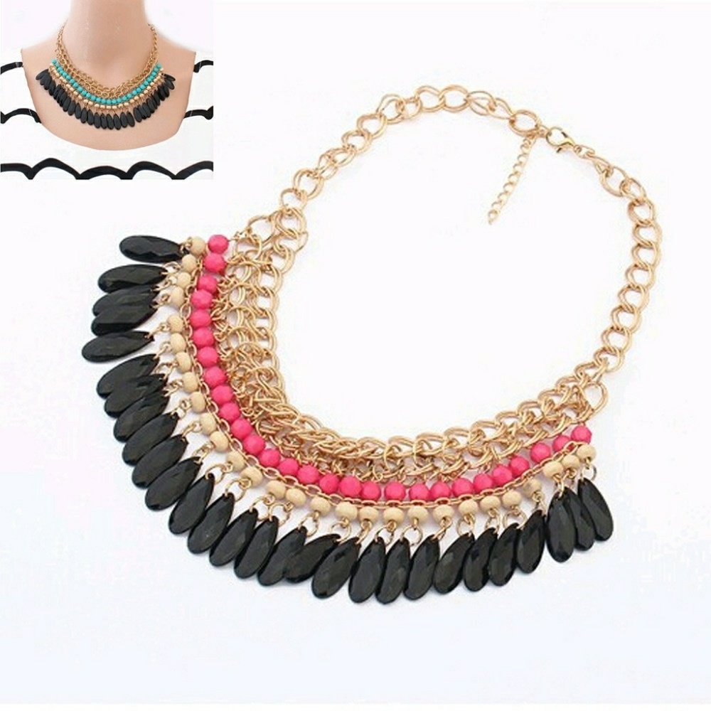 New!! Boho Bead Tassel Bib Statement Necklace - Picture 6 of 7