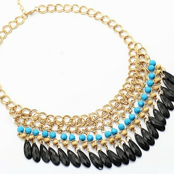 New!! Boho Bead Tassel Bib Statement Necklace - Picture 3 of 7
