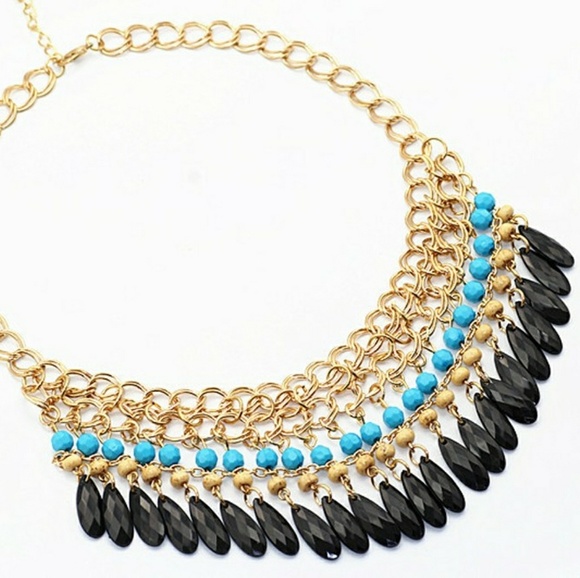 New!! Boho Bead Tassel Bib Statement Necklace - Picture 4 of 7