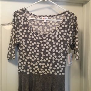 Lularoe Grey & white polka dot cotton dress
