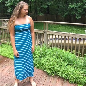 Gently used strapless blue maxi