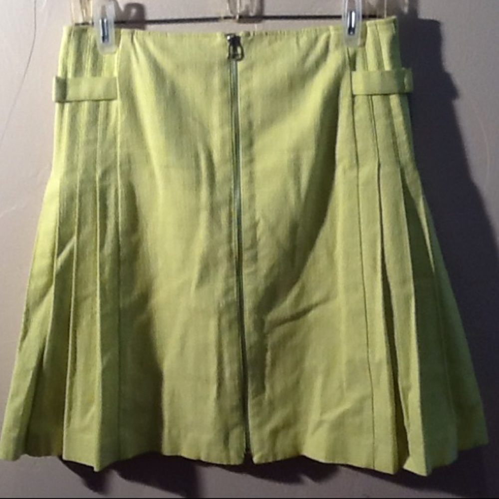 David Meister Lime Pleated Skirt