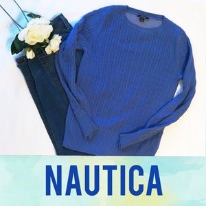 MOVING SALE Blue cable knit Nautica sweater - M/L