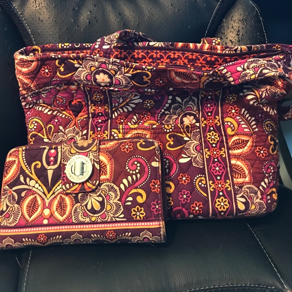 Turn & lock wallet & small handbag; sunset safari