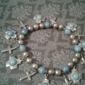 Turqvuoise & silver Cross bracelet