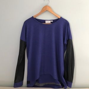 Leather sleeves blue/black shirt M