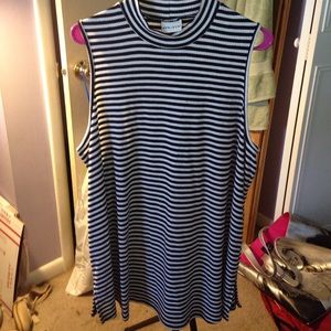 Black/white striped tank tunic
