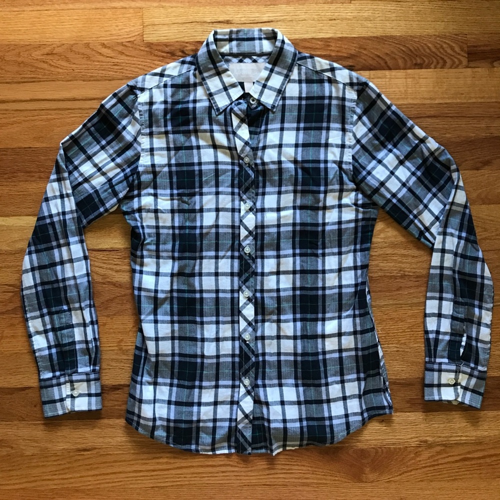 Banana Republic Blue and White Flannel size xs