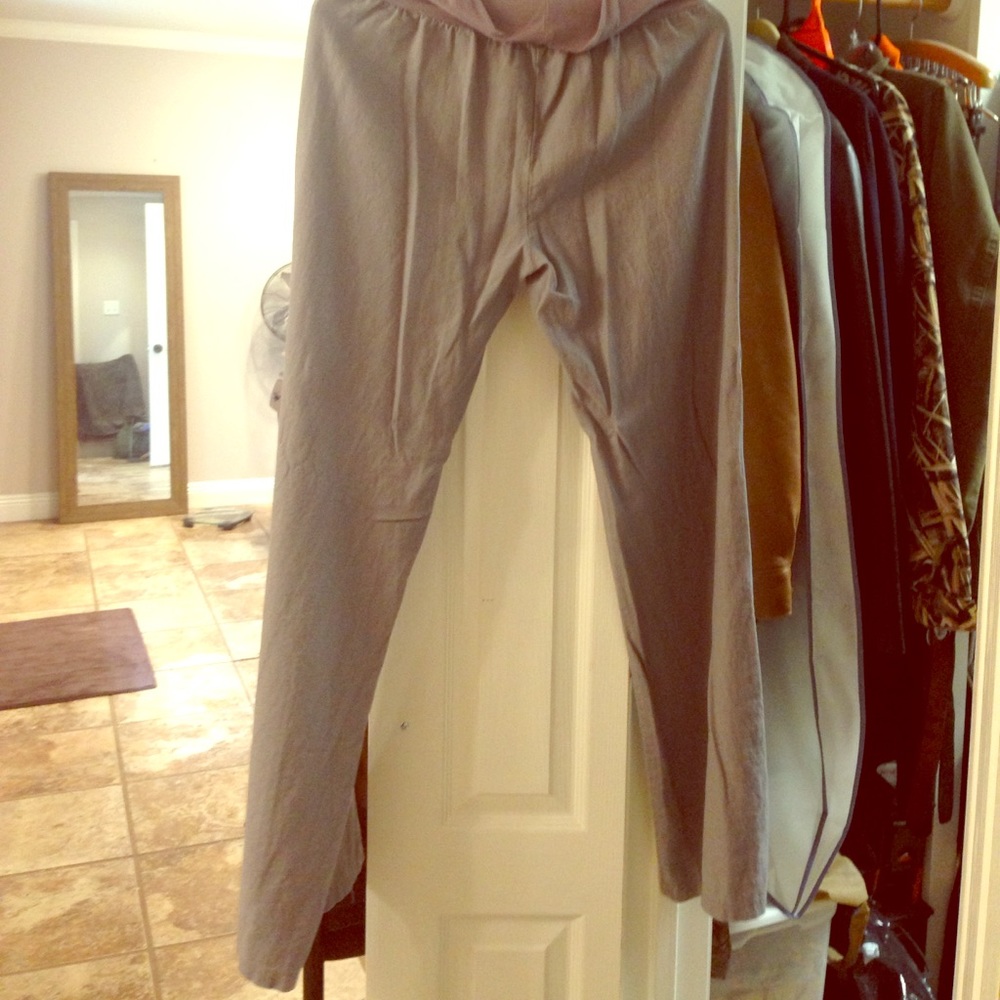 Gray linen palazzo pants