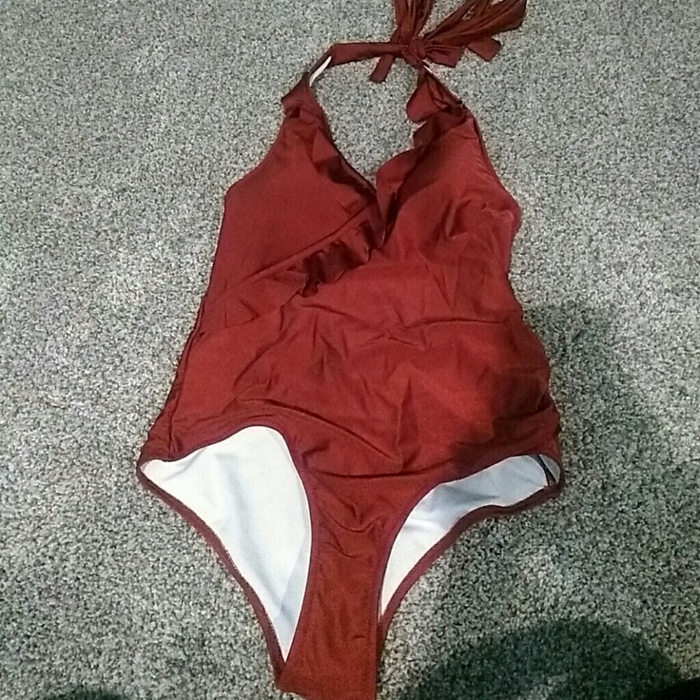 One piece maroon swimsuit