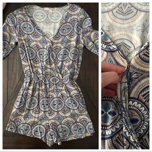 Beige and Blue Romper