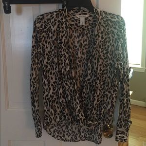 White House black market leopard print blouse