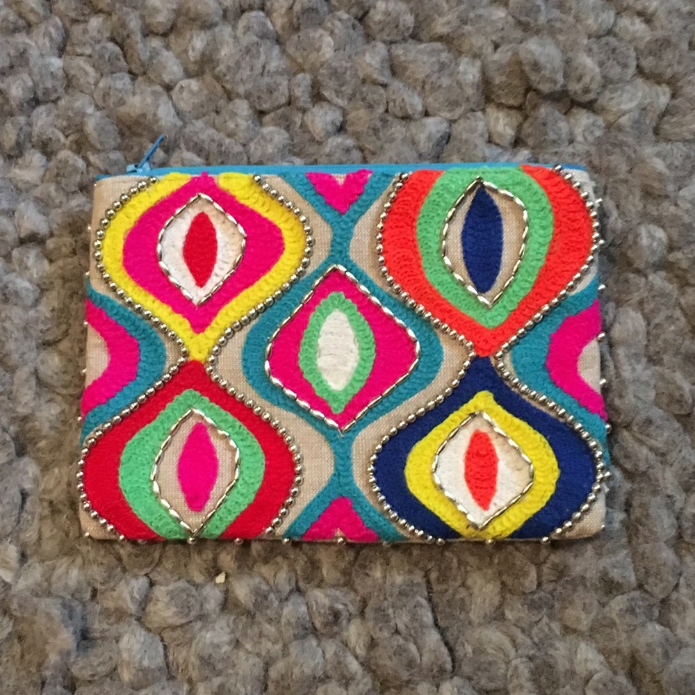 Beaded Zipper Clutch NWOT