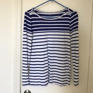 J Crew Blue White Striped Boatneck Artist T, small