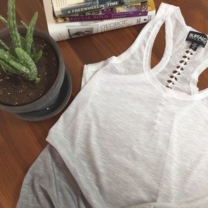 White/Gray Ombré Tank w/ Back Detail