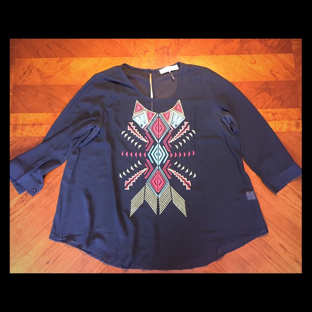 Stylish Black Multi Colored Blouse