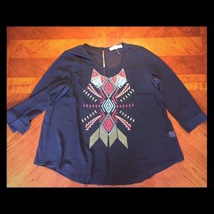 Stylish Black Multi Colored Blouse